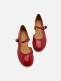 PAZZION, Bette Beaded Buckle Mary Janes, Red