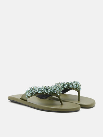 Brynn Beaded V-Strap Thong Sandals