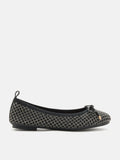 PAZZION, Brooke Crystal Grid Flyknit Flats, Black