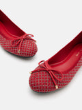 PAZZION, Brooke Crystal Grid Flyknit Flats, Red