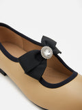 PAZZION, Camilla Diamante Bow Flats, Almond