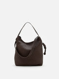 PAZZION, Cara Woven Bag, Dark Brown