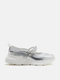 PAZZION, Celeste Bow Mary Jane Sneakers, Silver