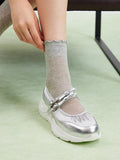 PAZZION, Celeste Bow Mary Jane Sneakers, Silver