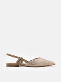 PAZZION, Cindy Crystal Embellished Slingback Ballet Flats, Champagne