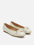 PAZZION, Clarice Bow Square Toe Flats, Beige