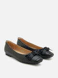 PAZZION, Clarice Bow Square Toe Flats, Black