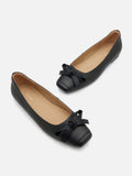 PAZZION, Clarice Bow Square Toe Flats, Black