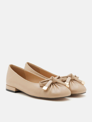 Clarissa Bow Accent Ruched Flats