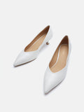 PAZZION, Claudia Embossed Pointed Toe Heels, Beige