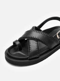 PAZZION, Constance Stitched Slingback Sandals, Black