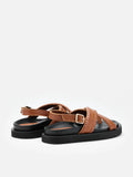 PAZZION, Constance Stitched Slingback Sandals, Brown