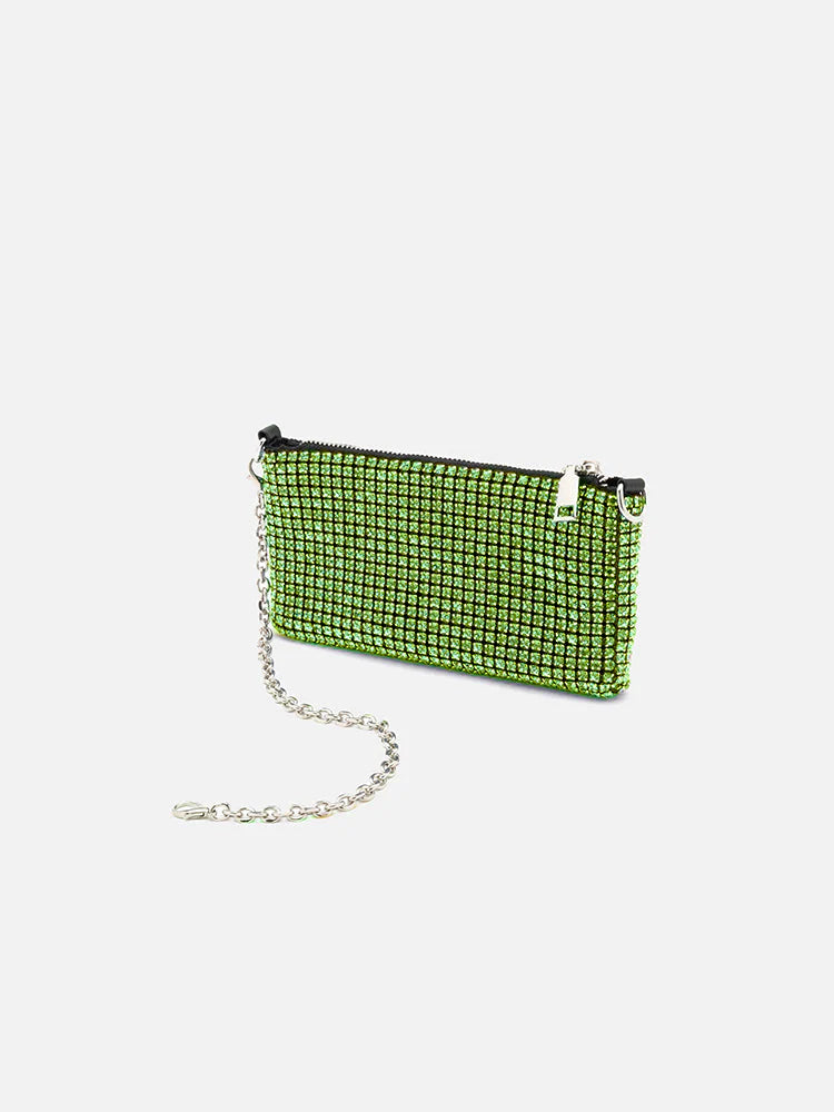 PAZZION, Coraline Diamante Crossbody Sling Bag, Green