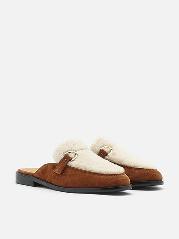 Corene Fur Top Suede Mules