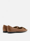 PAZZION, Daeva Silver Buckle Flats, Brown