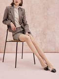 PAZZION, Daisy Tweed Toe Cap Bow Flats, Beige