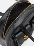 PAZZION, Danica Leather Bowling Bag, Black