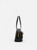 PAZZION, Danica Leather Bowling Bag, Black