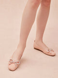 PAZZION, Daphne Diamante Embellished Bow Flats, Pink