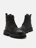 PAZZION, Demi Quilted Puffy Lace-up Boots, Black