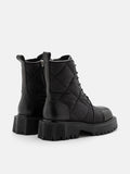 PAZZION, Demi Quilted Puffy Lace-up Boots, Black