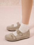 PAZZION, Dora Suede Mary Janes, Almond