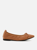 PAZZION, Eliza Weaved Bow Flats, Camel