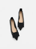 PAZZION, Elyse Bow Buckled Pointed Toe Flats, Black