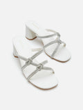 PAZZION, Ema Double Knot Crystal Sandal Heels, Beige