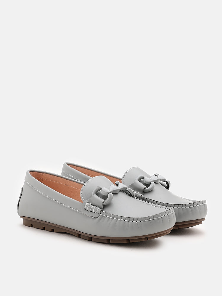 PAZZION, Emma Accent Penny Moccasins, Grey
