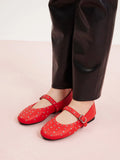 PAZZION, Enzo Studded Mary Janes, Red