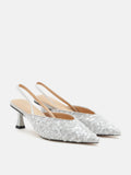 PAZZION, Esme Sequin Pointed Toe Slingback Heels, Grey