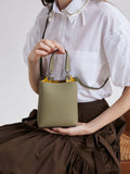 PAZZION, Estelle Leather Mini Bucket Bag, Lightgreen