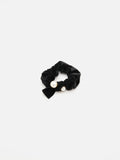 PAZZION, Everly Pearl Velvet Scrunchie, Black