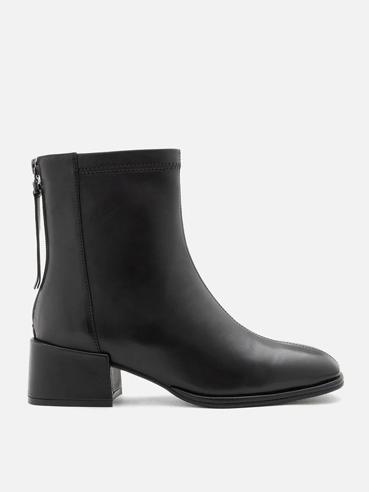 PAZZION, Fallon Leather Ankle Boots, Black