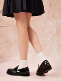 PAZZION, Finn Studded Heel Penny Loafers, Black