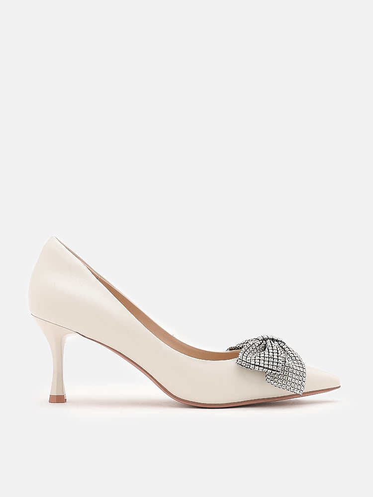 PAZZION, Fiona Crystal Embellished High Heel, Beige