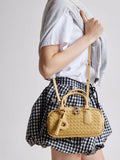 PAZZION, Fiorella Woven Leather Bag, Yellow