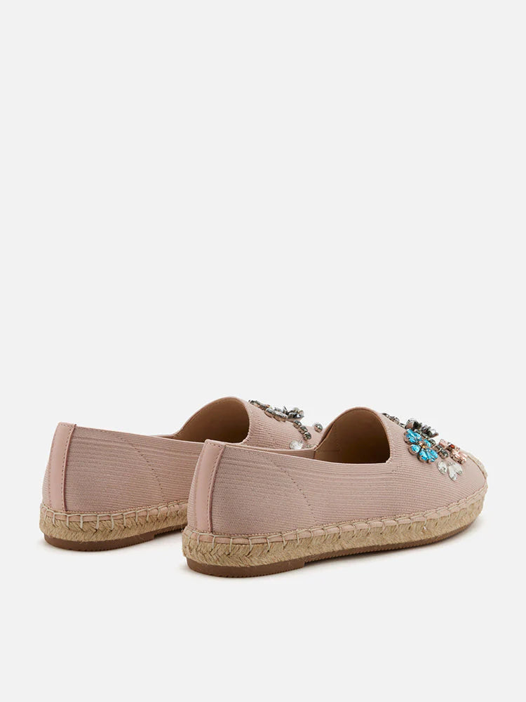 PAZZION, Flanna Crystal Embellished Flyknit Espadrilles, Pink