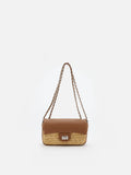 Fleur Raffia Leather Chained Crossbody Bag