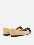 PAZZION, Floret Patent Toe Cap Quilted Flats, Almond