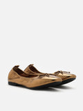 PAZZION, Gia Bow Square Toe Flats, Bronze