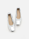 PAZZION, Gia Bow Square Toe Flats, Silver