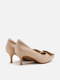 PAZZION, Gilda Brass Pointed Toe Heels, Almond