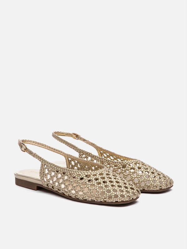 PAZZION, Ginevra Woven Slingback Flats, Gold