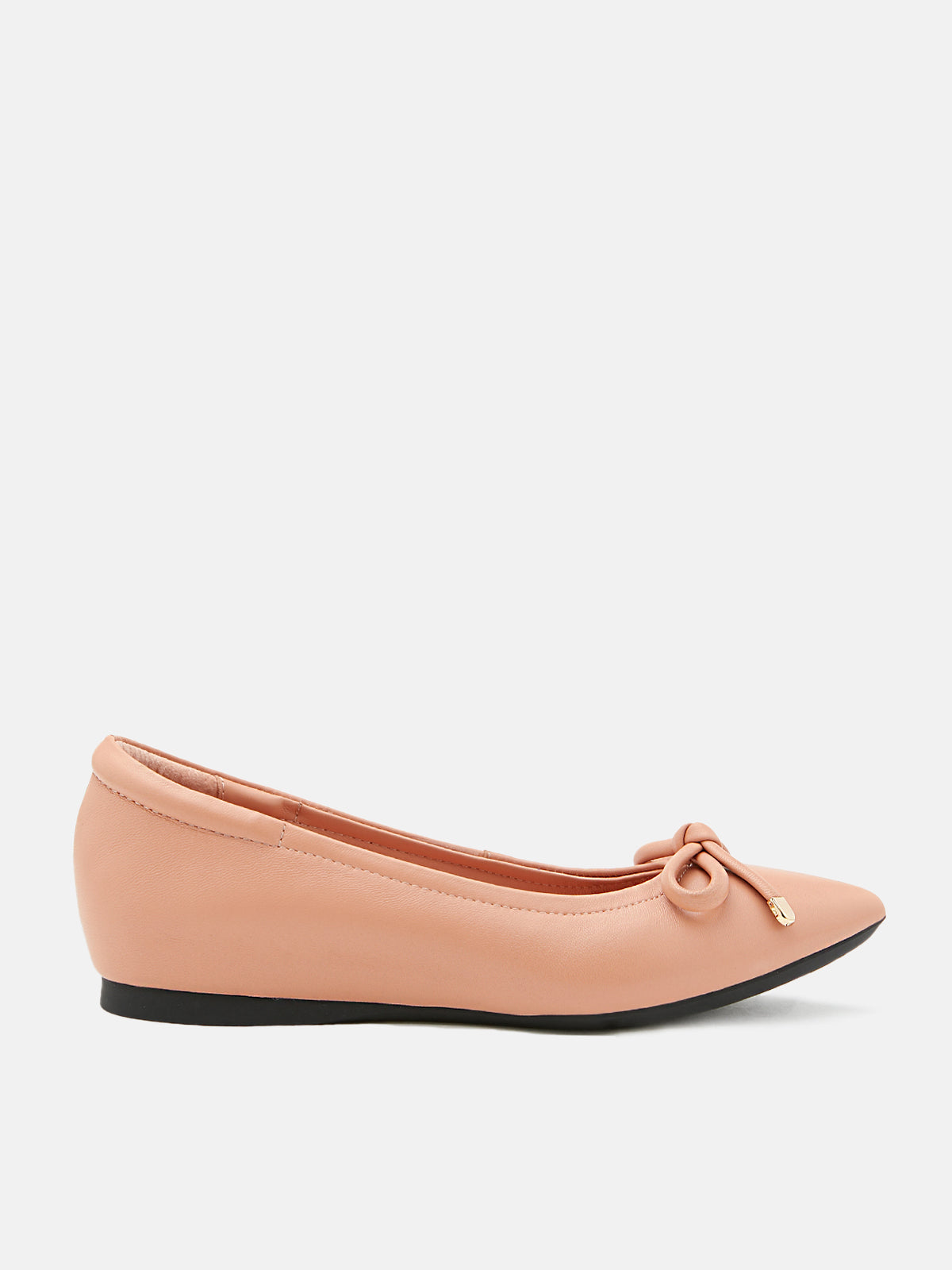 PAZZION, Ginny Poised Bow Point-Toe Leather Flats, Pink