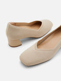 PAZZION, Glenda Flyknit Low Heels, Almond