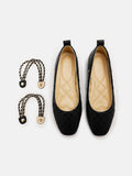 PAZZION, Gracia Quilted Chain Flats, Black