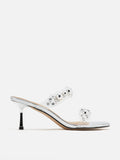PAZZION, Greylisse Pearl Encrusted Sandal Heels, Silver