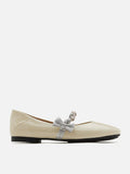 PAZZION, Guillame Braided Strap Patent Mary Janes, Beige